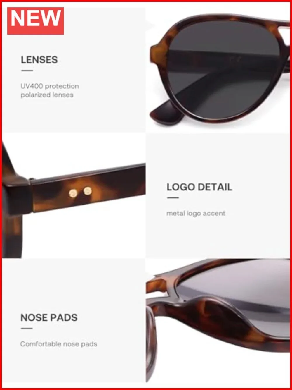 Retro Aviator Polarized Sunglasses UV Protection TAC Lens Women Men